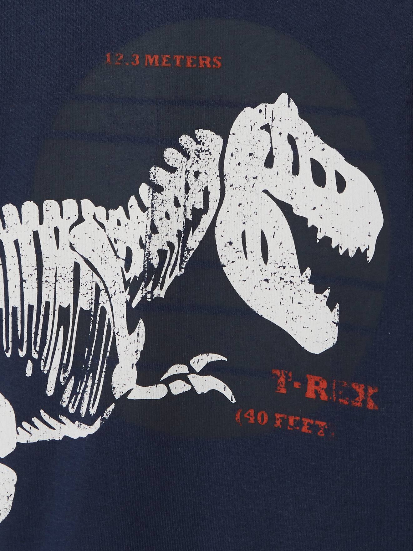 Camiseta dinosaurio esqueleto T-Rex para niño azul fuerte liso con motivos  - Vertbaudet