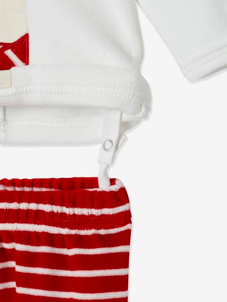 Pijama 2 prendas de terciopelo para bebé Navidad BLANCO CLARO LISO CON MOTIVOS 