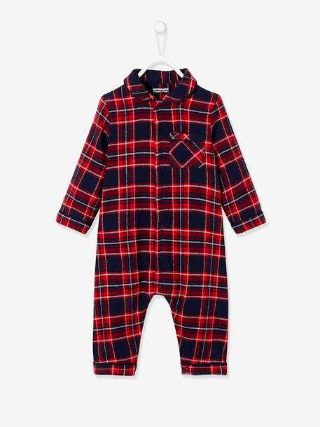 Ecorresponsables-Bebé-Pijamas-Pelele a cuadros de franela, para bebé
