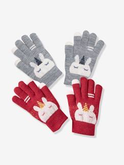 Niña-Accesorios-Gorros, bufandas, guantes-Lote de 2 pares de manoplas mágicas Unicornio Oeko Tex®, para niña