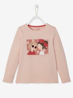 Niña-Camisetas-Camiseta girly con detalles irisados y lacito fantasía para niña
