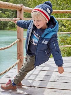 Niño-Abrigos y chaquetas-Chaqueta acolchada con capucha bicolor y relleno de poliéster reciclado, para niño