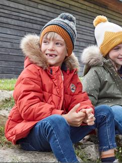 Niño-Abrigos y chaquetas-Chaqueta acolchada con capucha y forro de punto polar