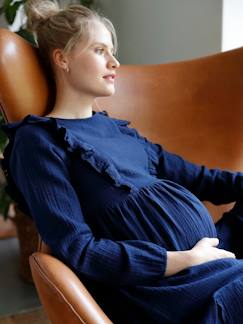 Ropa Premamá-Vestidos embarazo-Vestido de gasa de algodón para embarazo y lactancia