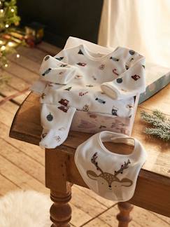 Bebé-Pijamas-Estuche regalo de Navidad con pelele de terciopelo + babero unisex para bebé