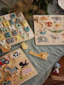 Juguetes-Juegos educativos- Puzzles-Puzzle con letras para encajar, de madera