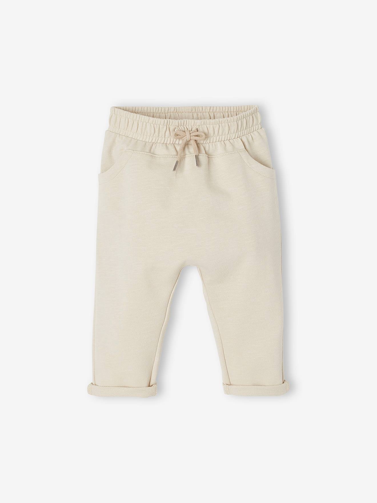 Pantalón de felpa para bebé niño beige claro liso - Vertbaudet
