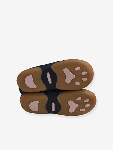 Zapatillas de casa elásticas de piel flexible, para niña AZUL OSCURO LISO 