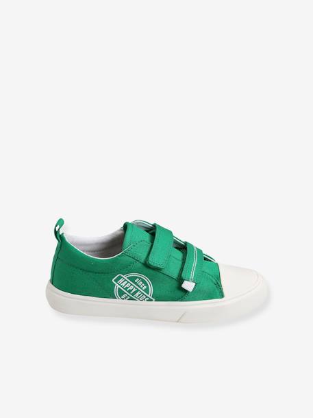 Zapatillas con tiras autoadherentes de loneta fantasía, para niño AZUL OSCURO BICOLOR/MULTICOLOR+VERDE FUERTE LISO CON MOTIVOS 