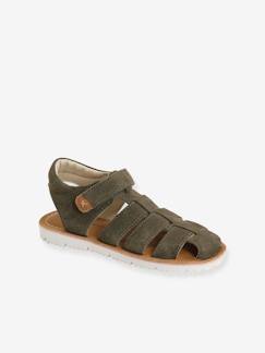 Calzado-Calzado niño (23-38)-Sandalias de piel con tiras autoadherentes, para niño