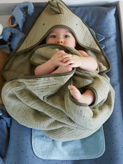 Textil Hogar y Decoración-Capa de baño bebé de gasa de algodón + manopla de baño Pequeño Dinosaurio