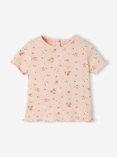 Bebé-Camisetas-Camiseta Flores de punto canalé, para bebé