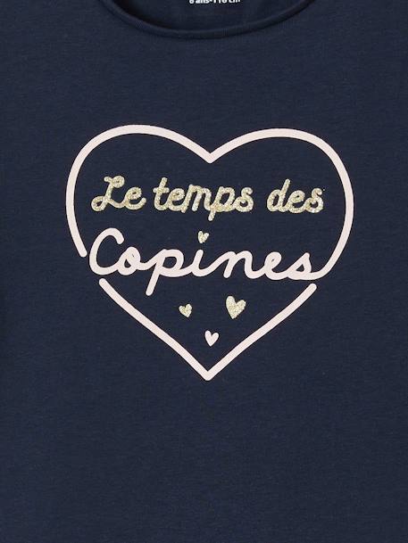 Camiseta con mensaje, para niña AMARILLO CLARO LISO CON MOTIVO+AZUL OSCURO LISO CON MOTIVOS+azul pálido+BLANCO CLARO LISO CON MOTIVOS+coral+crudo+ROJO CLARO LISO CON MOTIVOS+rosa chicle+verde pino 