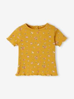 Bebé-Camisetas-Camisetas-Camiseta Flores de punto canalé, para bebé