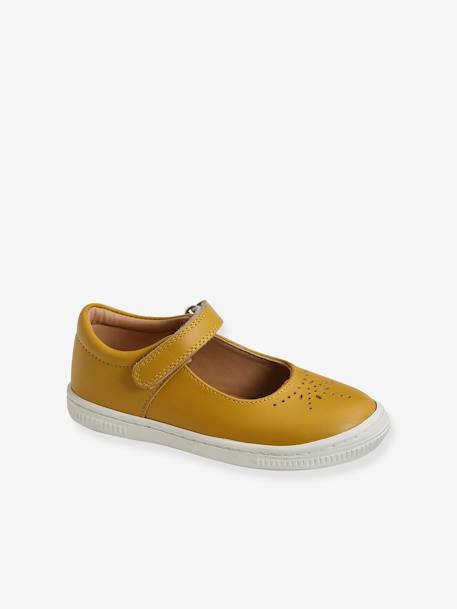 Zapatos tipo piel para niña especial autonomía amarillo oscuro liso
