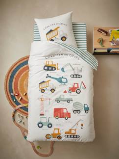 Textil Hogar y Decoración-Ropa de cama niños-Conjunto de funda nórdica + funda de almohada infantil Trabajando Sin Cesar Oeko-Tex®
