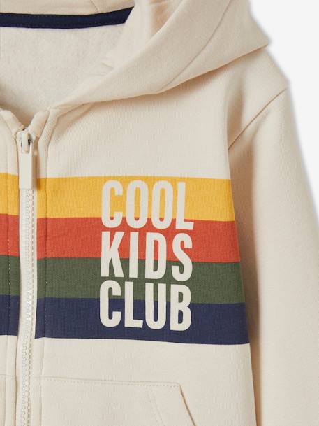 Sudadera con capucha, cremallera y adorno a rayas, para niño BEIGE CLARO LISO CON MOTIVOS 