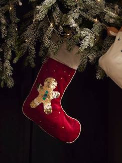 Textil Hogar y Decoración-Decoración-Calcetín de Navidad y lentejuelas reversibles Muñeco de Jengibre personalizable