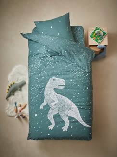 Ecorresponsables-Textil Hogar y Decoración-Conjunto de funda nórdica + funda de almohada con detalles fluorescentes Star T-Rex