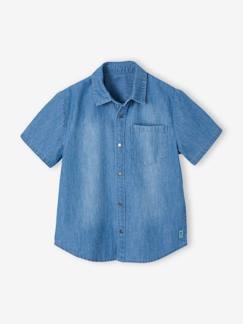 Niño-Camisas-Camisa de denim ligero de manga corta, para niño