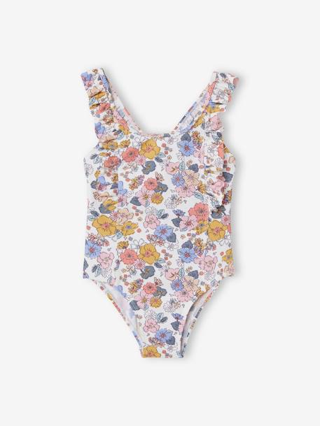 Bañador de flores para niña BEIGE CLARO ESTAMPADO 