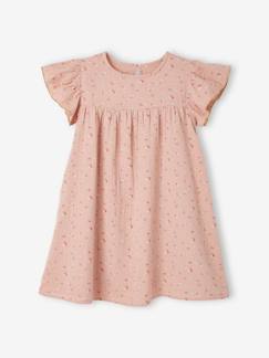 Niña-Vestidos-Vestido de gasa de algodón estampado con mangas mariposa, para niña
