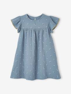 Vestidos-Vestido de gasa de algodón estampado con mangas mariposa, para niña