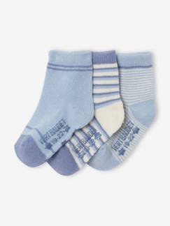 Bebé-Calcetines, leotardos-Pack de 3 pares de calcetines a rayas para bebé niño