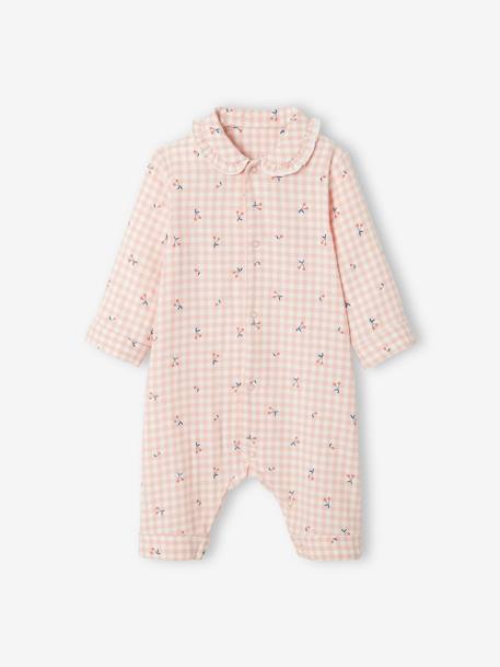Pijama de franela de algodón, para bebé ROSA MEDIO A CUADROS 