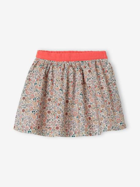 Falda reversible, lisa o estampada de flores, para niña AZUL FUERTE LISO+AZUL MEDIO LISO+MARRON CLARO LISO+MARRON OSCURO LISO+MARRON OSCURO LISO CON MOTIVOS+NARANJA MEDIO LISO 
