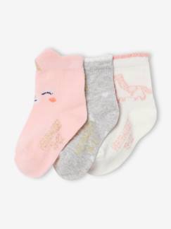 Bebé-Calcetines, leotardos-Lote de 3 pares de calcetines Unicornio para bebé niña