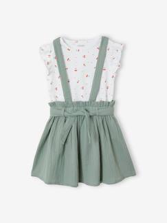 Niña-Conjuntos-Conjunto niña camiseta a rayas + falda de gasa de algodón