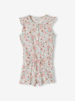 Pijama mono short estampado de flores Oeko-Tex®, para niña
