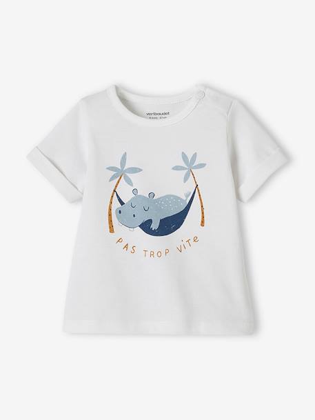 Conjunto de camiseta estampada + short baggy para bebé BLANCO CLARO LISO CON MOTIVOS+gris jaspeado 