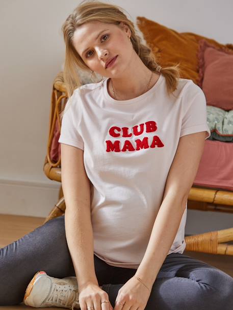 Camiseta con mensaje para embarazo y lactancia, personalizable, de algodón orgánico AZUL MEDIO LISO CON MOTIVOS+GRIS OSCURO LISO CON MOTIVOS+ROSA CLARO LISO CON MOTIVOS+Terracotta 