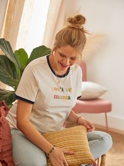 Ropa Premamá-Lactancia-Camiseta con mensaje para embarazo y lactancia de algodón orgánico