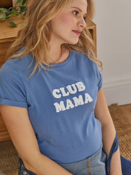 Camiseta con mensaje para embarazo y lactancia de algodón orgánico AZUL MEDIO LISO CON MOTIVOS+GRIS OSCURO LISO CON MOTIVOS+MARRON CLARO LISO+MARRON MEDIO LISO+ROSA CLARO LISO CON MOTIVOS 