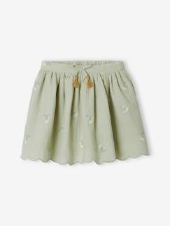 Niña-Falda bordada de gasa de algodón, para niña