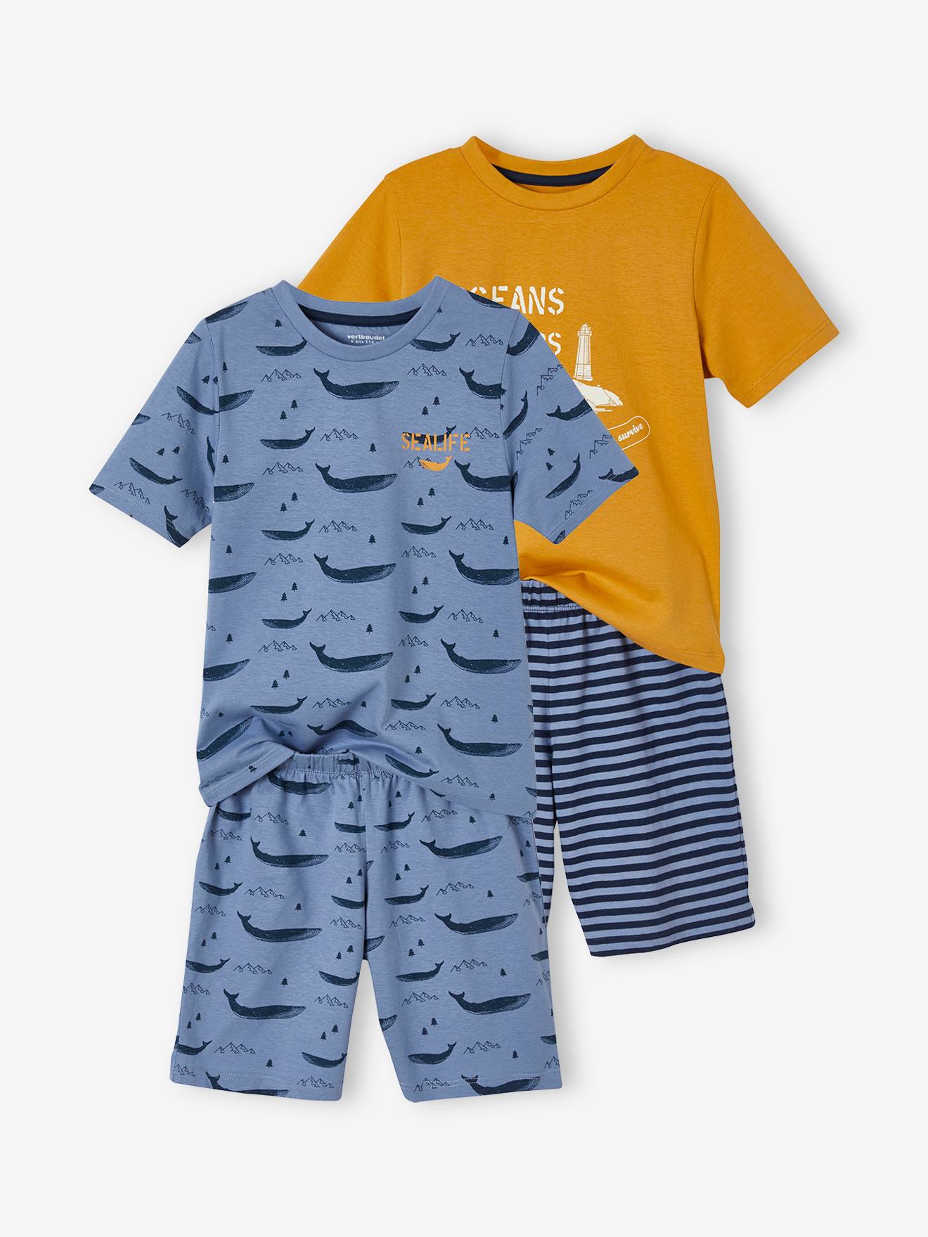 pijama con shorts Ballenas Oeko-Tex®, para niño amarillo liso con motivo - Vertbaudet