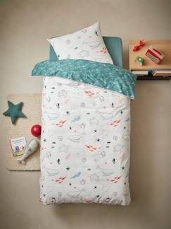 Textil Hogar y Decoración-Ropa de cama niños-Conjunto de funda nórdica + funda de almohada infantil Fondo Marino Oeko-Tex®