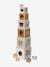 Torre de cubos con formas para encajar de madera FSC®. BEIGE MEDIO LISO CON MOTIVOS+Los amigos del bosque+Los amigos del bosque 