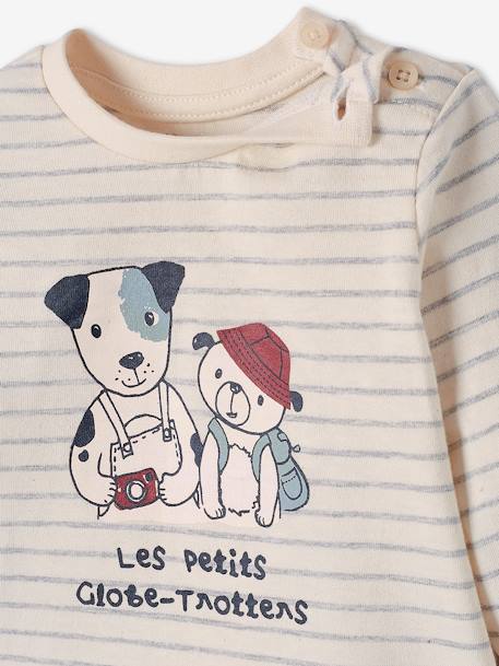 Conjunto de camiseta y pantalón de felpa para bebé MARRON MEDIO LISO 