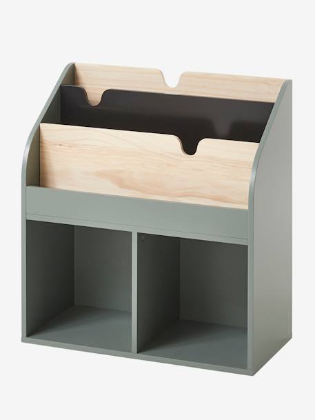 Mueble para organización con 2 compartimentos + estantería librería School BLANCO CLARO LISO+ROSA MEDIO LISO+VERDE OSCURO LISO 