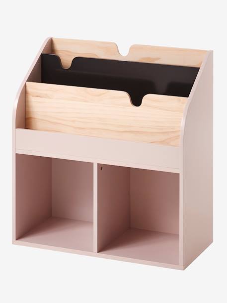 Mueble para organización con 2 compartimentos + estantería librería School BLANCO CLARO LISO+ROSA MEDIO LISO+VERDE OSCURO LISO 