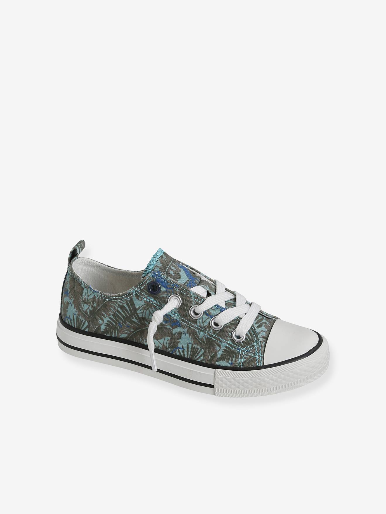 Zapatillas elásticas de lona, para niño verde claro estampado - Vertbaudet