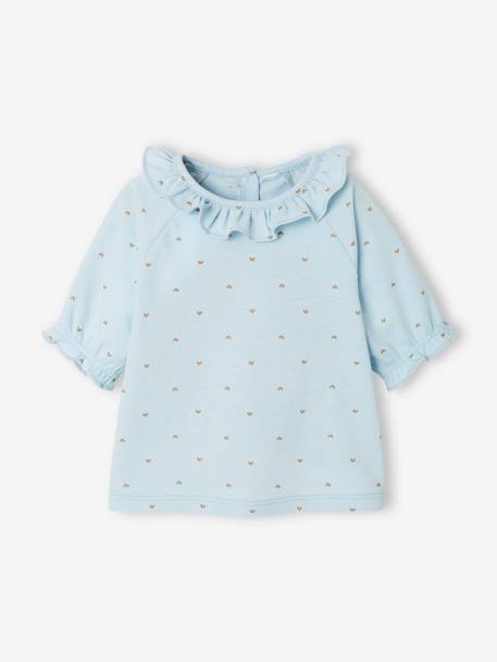 Camiseta con gorguera, para bebé AZUL MEDIO ESTAMPADO+ROSA CLARO ESTAMPADO 