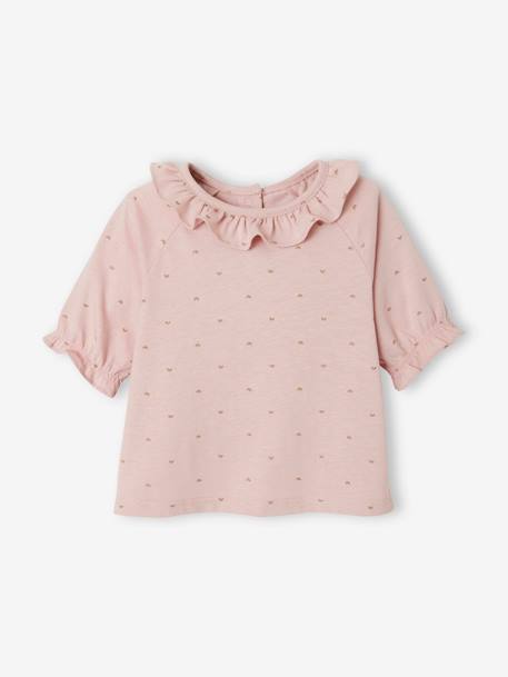 Camiseta con gorguera, para bebé AZUL MEDIO ESTAMPADO+ROSA CLARO ESTAMPADO 