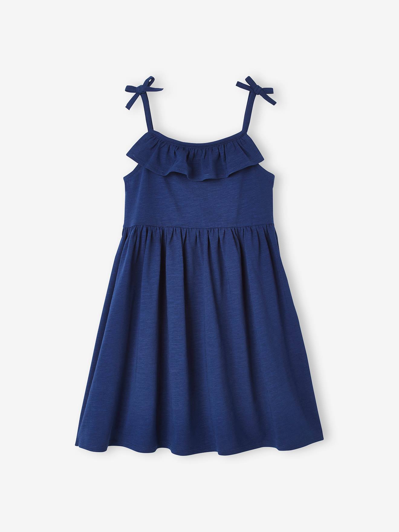 Pack de 2 vestidos de tirantes 1 estampado + 1 liso, para niña azul medio  bicolor/multicolor - Vertbaudet