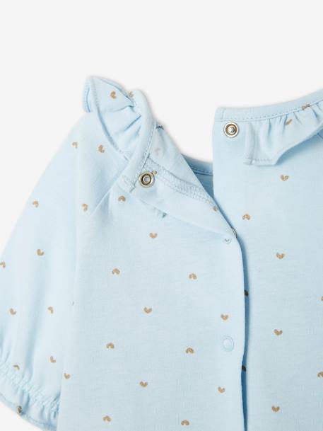 Camiseta con gorguera, para bebé AZUL MEDIO ESTAMPADO+ROSA CLARO ESTAMPADO 