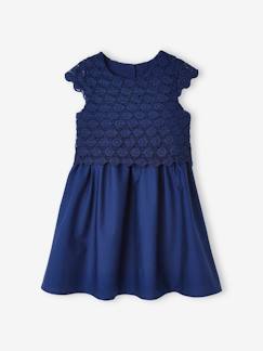 Niña-Vestidos-Vestido de ceremonia efecto 2 en 1 con superposición de macramé, para niña
